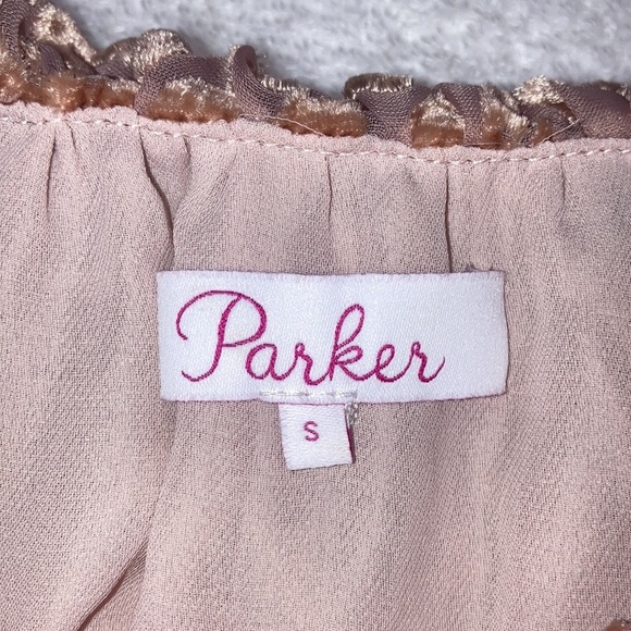 Parker long sleeve open shoulder sheer with velour leopard spots size small - Picture 10 of 12